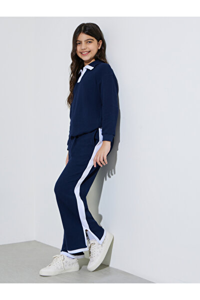 Styli Teen Girls Navy Waffle Knit Top and Pants Set
