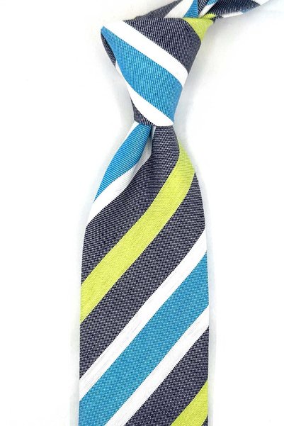 Kravatkolik Multicolor Line Pattern Italian Linen Silk Tie Ik2639
