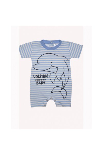 PrettyBaby Βρεφικό Φορμάκι Όμορφο Μωρό Δελφίνι - Γαλάζιο/Λευκό