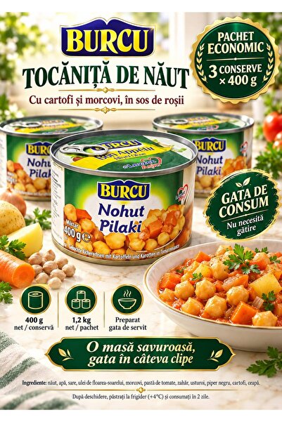 BURCU Tocăniță de năut cu cartofi și morcovi în sos de roșii – Gata de consum...