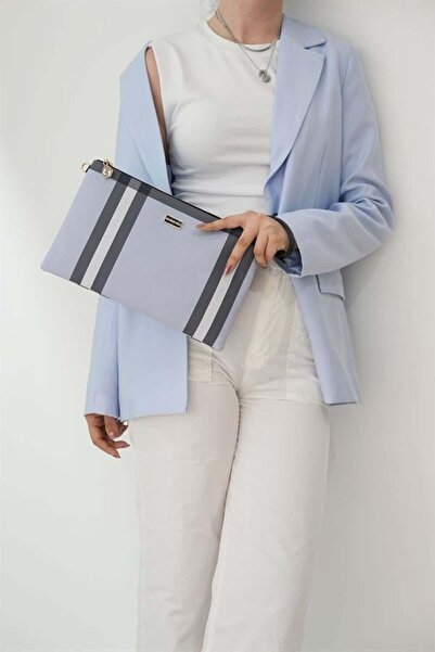 Silver Polo Blue - Bone Plaid Women's Portfolio and Clutch Handbag Sp1034