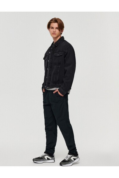 House Jachetă din denim negru, croială regulată