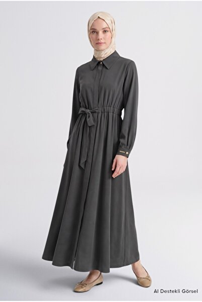 Armine Side Tie Lyocell Dress Anthracite
