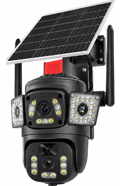 XL Cameră de supraveghere solară 4K Ultra HD PTZ WiFi 360 cu lentilă dublă Se...