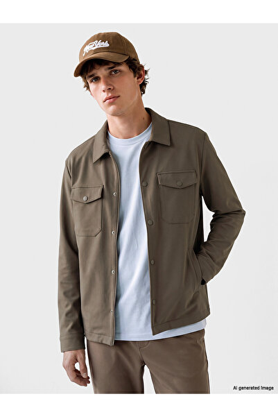 LC Waikiki Lcw Vision Beige Loose Fit Men's Jacket with Nevavm Difference