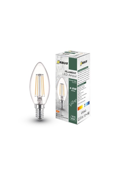 ORBUS BCB3 4W E14 Led Ampul Clear Beyaz Işık 400lm