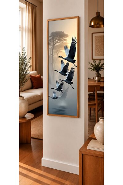 woodhomeworks Wooden Framed Panoramic Living Room Hall Table Crane Migration