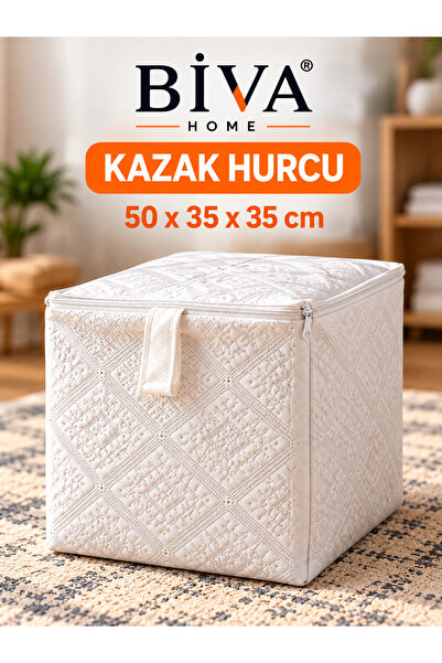 Dayanıklı KAZAK Baza Altı Çeyiz Hurcu 50x35x35 Üstten Komple Fermuarlı 180 kg Taşıma Kapasiteli Esnek Kalın Kumas