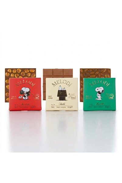 Melodi Çikolata Peanuts Collection Fındıklı-Sütlü-Fıstıklı Çikolata Tablet 60...