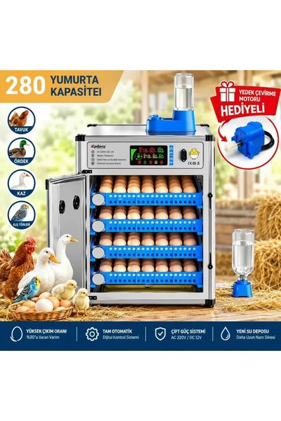 Epilons MY280 Kapasiteli Profesyonel Tam Otomatik Kuluçka Makinesi | Çift Nem...