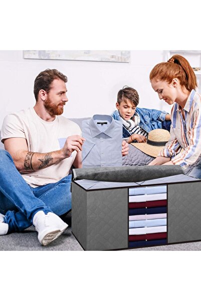 SKY TOUCH 6 Pack Large Capacity Storage Bags, 90L Foldable Clothing Storage Bags Organizer with Rein
