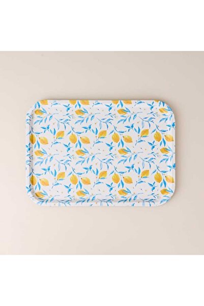 Evidea Kitchen Lemon Kaydırmaz Tepsi - Beyaz / Sarı - 42x30 cm