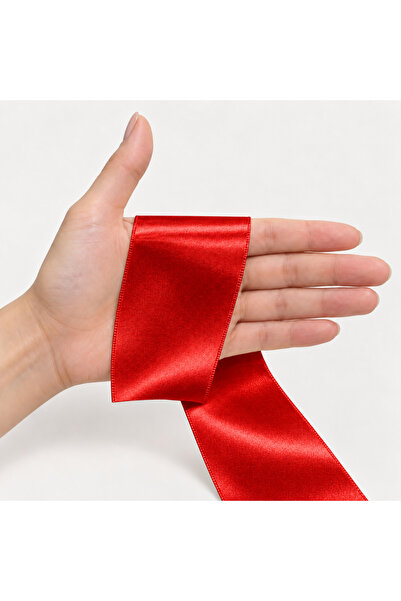 Renk İthalat Satin Ribbon Red 6.5 cm 90 Meters Hobby Decoration Ornament Pack...