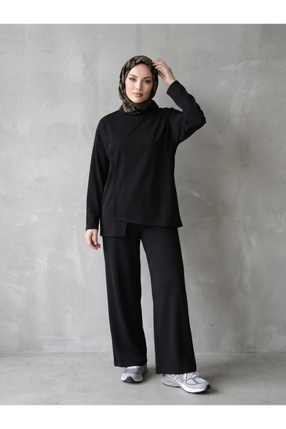 Lunsera Store بدلة بنطلون بتفاصيل أمامية - أسود