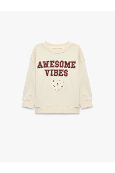 Koton Crew Neck Long Sleeve Heart Printed Sweatshirt