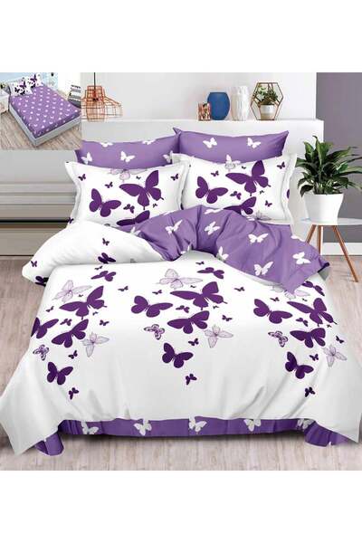 Pucioasa Home Lenjerie de pat cu elastic, tesatura tip finet, 6 piese, pat 2 ...