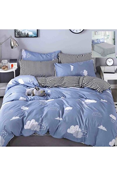 Pucioasa Home Lenjerie de pat cu 2 fete, policoton, 4 piese, pat 2 persoane, ...
