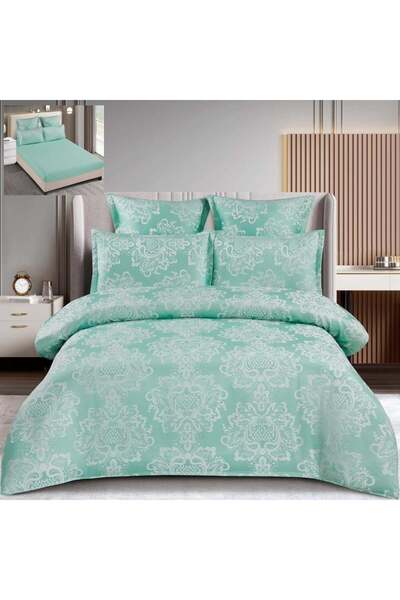 Pucioasa Home Set lenjerie de pat cu elastic, bumbac tip jacquard, 6 piese, p...
