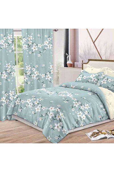 Pucioasa Home Set Lenjerie de Pat cu Elastic si Draperii, 8 Piese, Tesatura T...