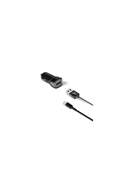 Celly Φορτιστής Αυτοκινήτου Turbo 2.4A Κιτ Καλώδιο USB με Φως Μαύρο