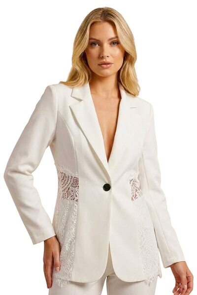 FY FashionForYou Blazer cambrat pentru ocazii, Roselle, cu panou de dantelă a...