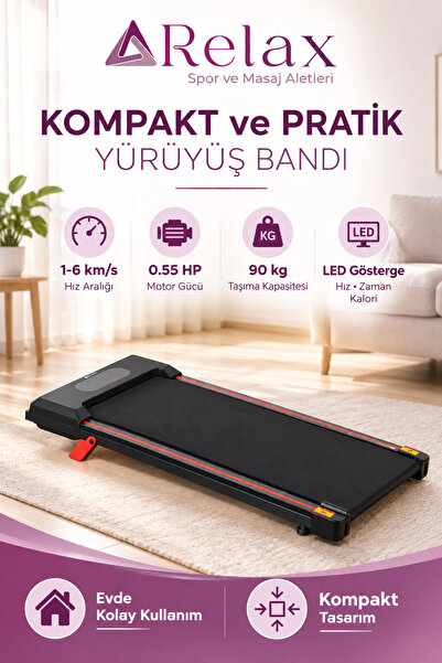 Relax 1-6 km/s – İnce ve Pratik Tasarım Kompakt Yürüme ve Koşu Bandı RL-870