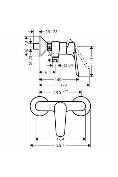 Vivis Baterie de duș LOGIS E