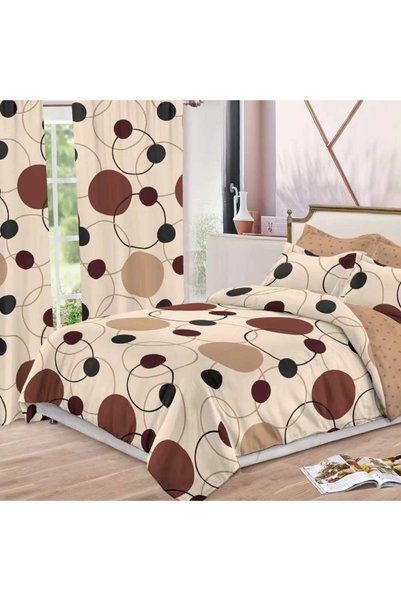 Pucioasa Home Set Lenjerie de Pat cu Elastic si Draperii, 8 Piese, Tesatura T...