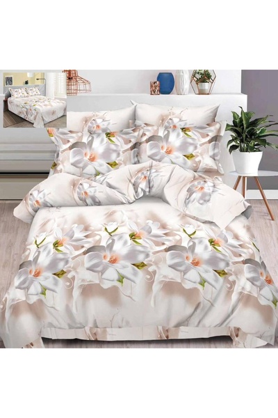 Pucioasa Home Set Lenjerie de pat, imprimeu 3D floral, pentru pat 2 persoane,...