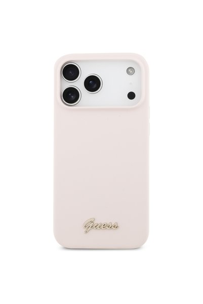 Guess Husă MagSafe din silicon cu logo metalic Script pentru iPhone 18 Pro Ma...