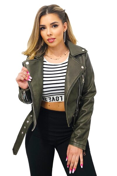 FY FashionForYou Jachetă scurtă Costa Rika, din piele, cu închidere laterală ...