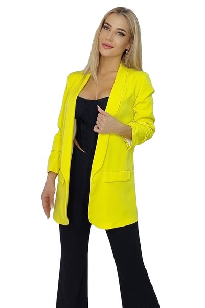 FY FashionForYou Blazer casual Nora, lungime medie, Galben, Mărime universală...