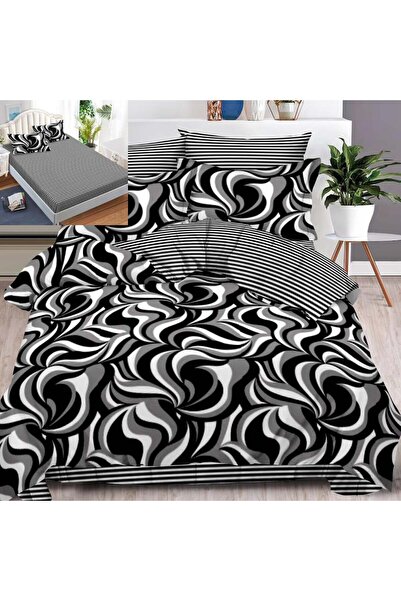 Pucioasa Home Lenjerie de pat cu elastic, tesatura tip finet, 6 piese, pat 2 ...