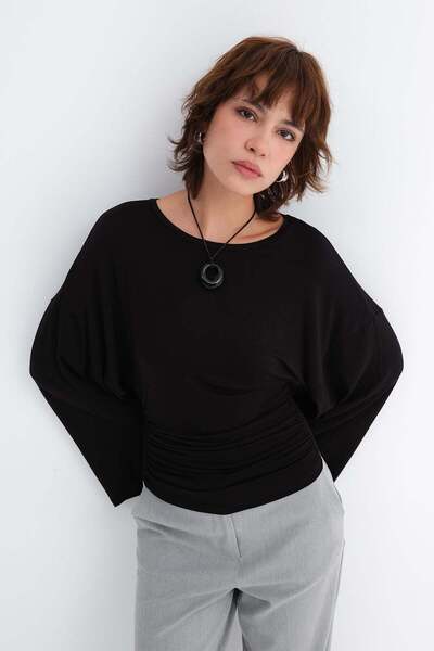 Addax Side Gathered Blouse B1187