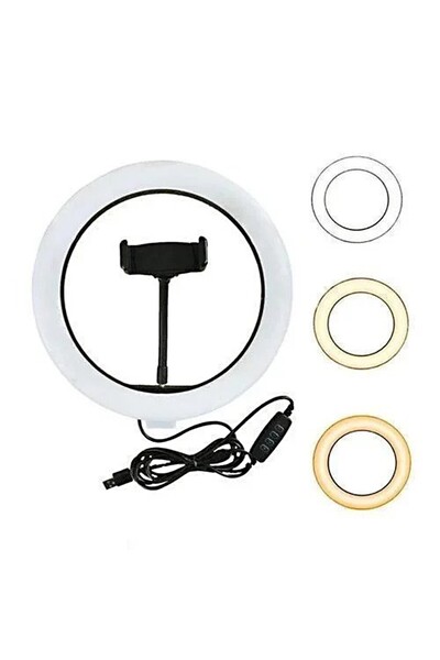 Generic Brand Lampa Circulara Ring Light LED, diametru 26 cm, telecomanda, suport telefon, USB, trepied