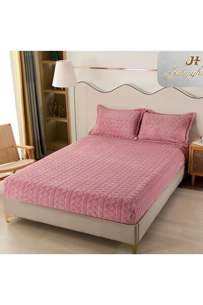 Pucioasa Home Husa de pat cu elastic si 2 fete de perna, cocolino tip jacquar...