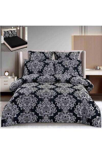 Pucioasa Home Set lenjerie de pat cu elastic, bumbac tip jacquard, 6 piese, p...