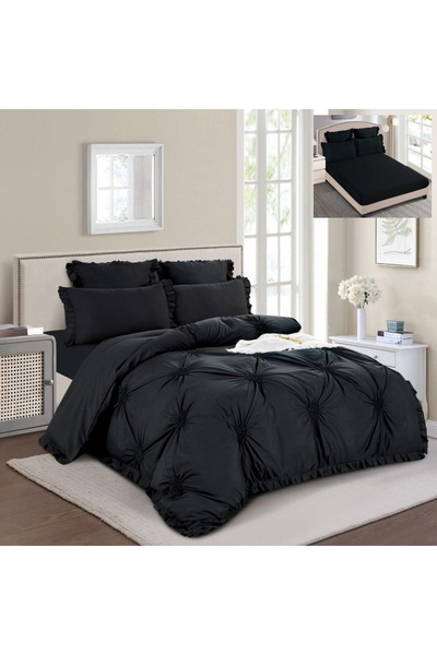 Pucioasa Home Lenjerie de pat din finet cu broderie, 6 piese, pat 2 persoane,...