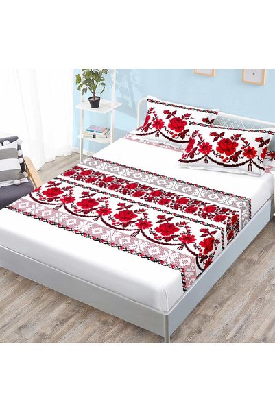 Pucioasa Home Husa de pat cu elastic si 2 fete de perna, tesatura tip finet, ...
