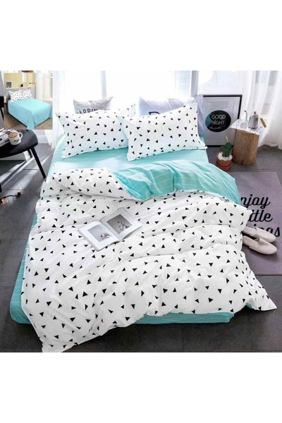 Pucioasa Home Lenjerie de pat cu 2 fete, policoton, 4 piese, pat 2 persoane, ...