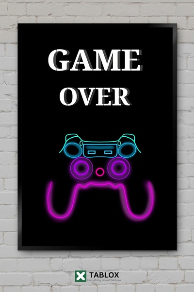 tablomaxtbx Game Over Neon Controller Gaming Art Frame Διακοσμητικός πίνακας ...