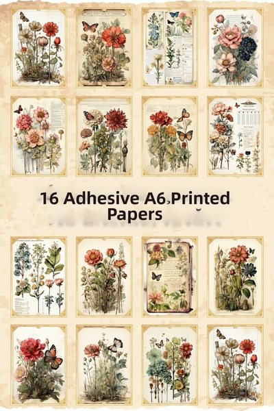 Kolbi Craft 16 Pcs Vintage Butterfly Flower Adhesive Scrapbook Paper Set Bull...