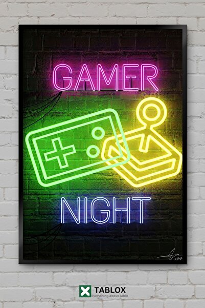tablomaxtbx Gamer Night Neon Sign Night Sign Gamer Art Κορνιζαρισμένο Διακοσμ...