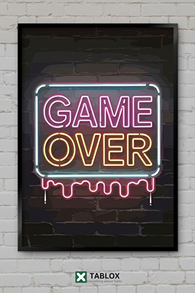 tablomaxtbx Αφίσα Τέχνης Νέον Gaming  "Game Over " Μινιμαλιστικό Διακοσμητικό...