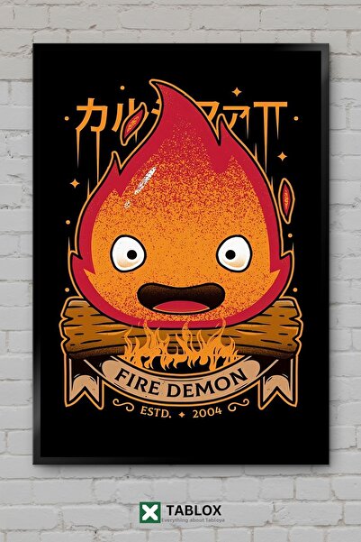 tablomaxtbx Fire Demon Kawaii Art Αφίσα Διακόσμηση Τοίχου Πλαισιωμένο Διακοσμ...