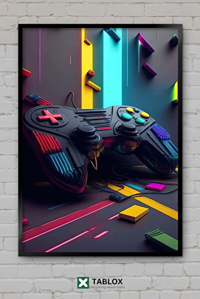 tablomaxtbx Controler de jocuri, mâner de joc, poster Neon Gamer, aspect cadr...
