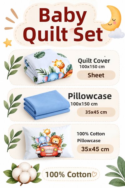 Mou&Kou Special Boxed Printed Baby Bedding Set – Duvet Cover, Sheet, and Pillowcase