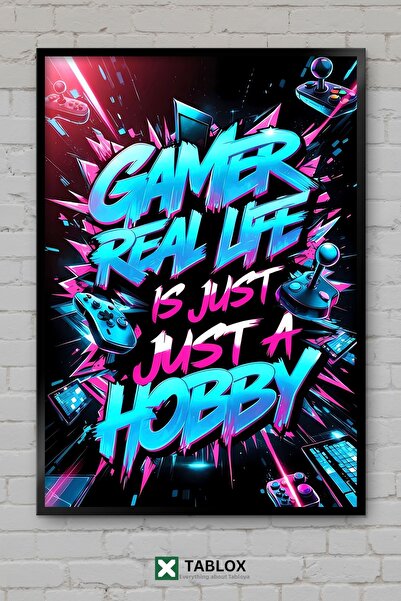 tablomaxtbx Gamer Real Life Hobby Art Διακοσμητικός πίνακας MDF με κορνίζα
