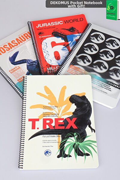 T-Rex Dekomus, Licensed Jurassic World A4 Spiral Squared Notebook 80 Sheets S...
