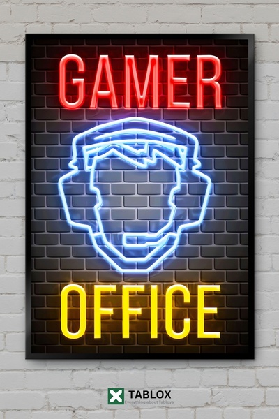 tablomaxtbx Gamer Office Gamer Office Gaming Poster de perete cu neon Aspect ...